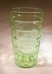 HOCKING GLASS CO. BLOCK OPTIC GREEN 12-OUNCE 4-7/8″ TALL FLAT BASE TUMBLER!