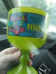 Tiara Glass Zodiac Goblet. Large, heavy glass.