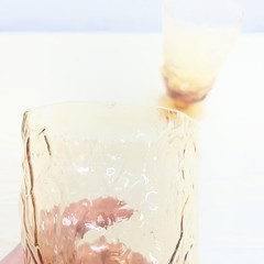 Seneca Driftwood Amber Glass Tumbler, 2 Footed Glasses