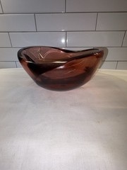 Vintage Heavy Moser Glass bar bowl candy dish ice cube cranberry Rose Red 7” Dia