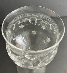 2 Franciscan Tiffin Needle Etch Wine Glasses Optic Chain Stars & Stripes Design