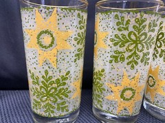 Set of 3 ~ Libbey «SUNFLOWER» Glass Tumblers ~ 5 1/2″ Tall