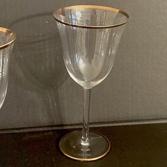 Vtg 6 Baccarat France Directoire Gold Trimmed Crystal Tall Wine Glasses 8″ Tall