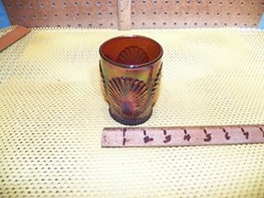 Vintage DUGAN Amethyst Carnival Glass «Beaded Shell» Pattern Tumbler