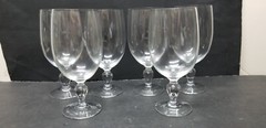 6 TIFFIN FRANCISCAN CAPRICE BUBBLE STRETCH STEM WATER WINE GLASSES 6 7/8″