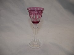 FINE ST LOUIS TOMMY BRILLIANT CUT AMETHYST CORDIAL STEM
