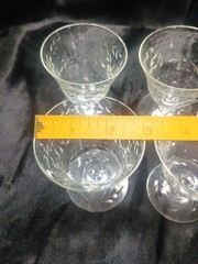 Vintage 6 Etched Crystal Coupe Desert Glasses Clear Fruit Cocktail Leaf Stemmed