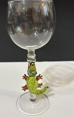 Murano Alligator Stemmed Glass Wine Barware 8.75” Rare VTG hand blown art