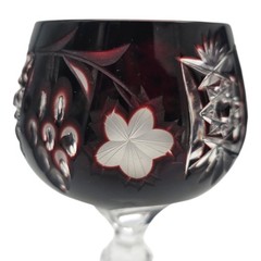VTG Ajka Marsala Deep Ruby Cut to Clear Crystal Hock Wine Goblet 8.375″ Set of 3