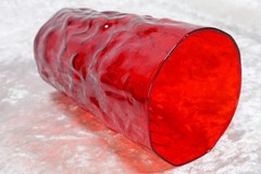 4 Seneca Driftwood Red Flat Iced Tea Glass Tumblers 16 Oz 5 3/4″ Crinkle