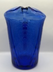 Hazel Atlas Cobalt Blue Depression Glass Royal Lace Water Drinks Barware Ice Lip