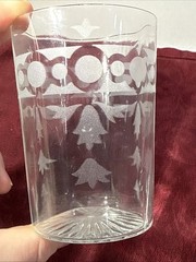Two Antique Tumbler Bluebells & Circles Etch EAPG Early American Pattern Glasses