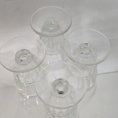 Clear Pressed Glass Goblet Set Ribbed Design Four-Piece