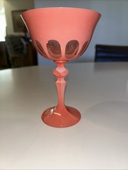Rialto Coupe Cocktail Champagne Salmon Hand Painted Glass WOW