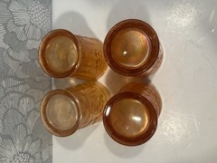 Set Of 4 Pretty Marigold Northwood Carnival Glass Raspberry Tumbler