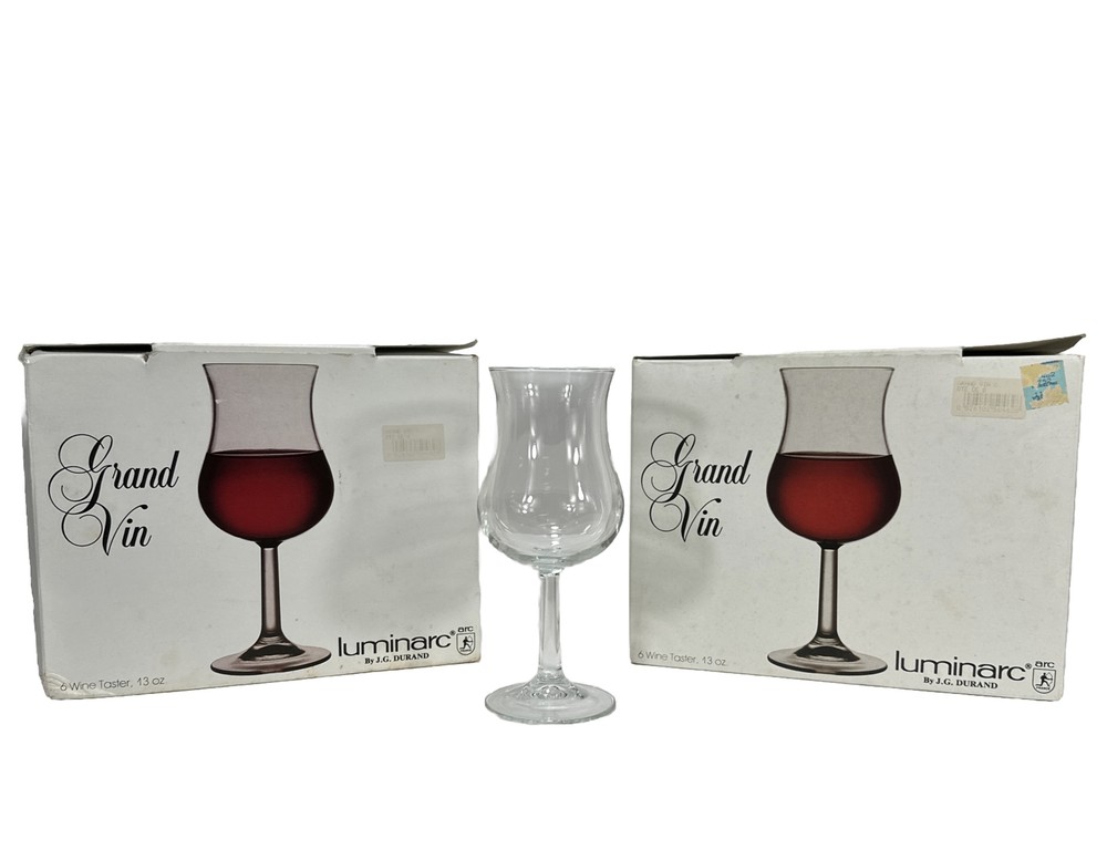 12 Luminarc Grand Vin Arc J.G. Durand Wine Taster Glasses with box France VTG