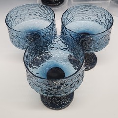 Set of 6 Vtg LENOX Impromptu Smoky Blue Crystal Glasses Sherbet Shrimp Cocktail
