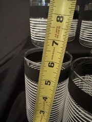 Vintage Libbey Black and White Striped Glass Tumblers Set of 16 MCM Barware