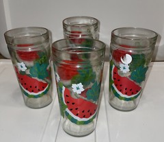 Set of 4 Vintage Anchor Hocking 16 Oz Watermelon Jelly Jar Drinking Glasses
