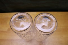 2 TEAVANA Clear Frosted Floral Design 14 oz Cold Beverage Tall Cooler Tumblers