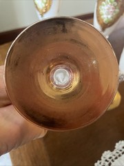 4- Vintage GORGEOUS Gold Hand Painted Murano 9” Wine White Pink Flowers Glasses