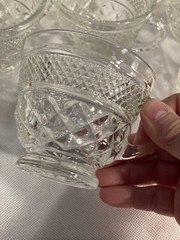 Vintage Clear Glass Punch Bowl Cups/Mugs Lot of 8