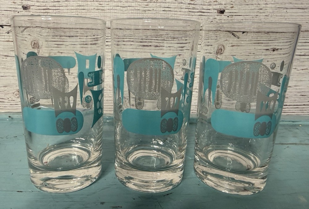 Vintage Anchor Hocking Blue Heaven Tumblers Xs 3 NICE