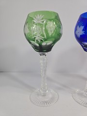 AJKA MARSALA WINE HOCK GLASSES CRYSTAL CLEAR BOHEMIA HUNGARY SET OF 4