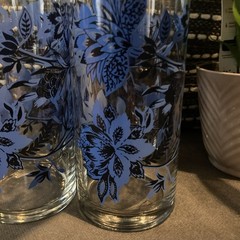 Vintage Libbey Royal Norfolk Blue Floral Ice Tea Collins Glasses Set of (4)