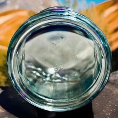 VTG. RAISED CRISS CROSS Band Ribbed Bottom 14oz Juice Rock Clear 4.25” Glass