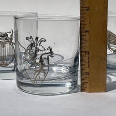 Barware 4 Rocks Glasses Silver Beatle Skull Butterfly Heart 11oz Countercouture