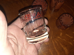 Set of 3 Libbey Bamco Western 2-5/8″ Shot Glasses & 4 Leather Sleeves