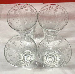 4 Sasaki Crystal Classics Thick Stem Etched Pilsner Beer Glasses Japan Vintage