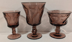 Fostoria Jamestown Amethyst Purple Footed Glasses Goblets Set of 6 Mixed Types