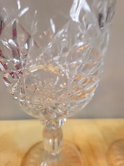 Libbey Hobstar Elegant Thick Cut Pressed Glass 7.25 Stemware Star Of David Set 3