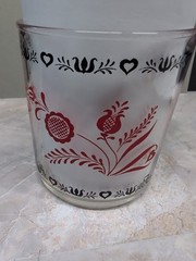 Vintage Hazel Atlas Amish Folk Art Drinking Glass With Bird, Heart & Floral…