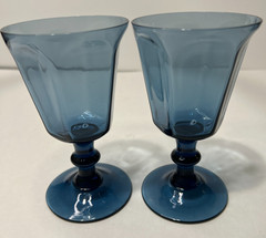 Set of 2 Lenox Antique Dark Blue 5” Wine Glasses
