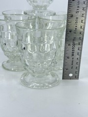 6 Vintage Whitehall by Colony Cubist Clear Footed Tumblers 1970s Drinking Glasse