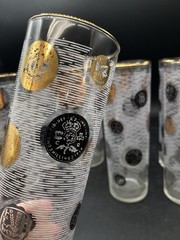 MCM Libbey 22k Gold Trim Coin Tom Collins 7” Highball Bar Glasses Set Of 8