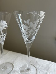 Franklin Mint LES FLEURS Crystal Champagne Glasses Set Of 10 Floral Botanical