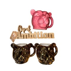 Animal Head Ceramic Mug Set «Cup of Ambition» 4-Piece coffee bar Dolly Parton