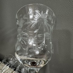 3 Vtg Etched Crystal Water Goblet Wine Glasses 7.8” Floral Leaves Elegant EUC!
