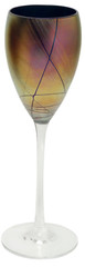 2 STEVEN MASLACH Wine Glasses Hand Crafted Art Glass Gold IRIDESCENT 6 oz