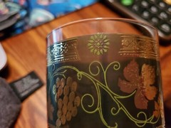 4 Vintage Cera Green 24K Gold Grape Vines Pillar Highball Glasses Mid Century