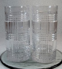 Ralph Lauren Crystal Glen Plaid High Ball Glasses 6.25″ EUC Set Of 2. Old Money
