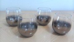 4 Silver Ombre Stemless Wine Glasses 3′ x 4″ MCM Roly Poly Thorpe?