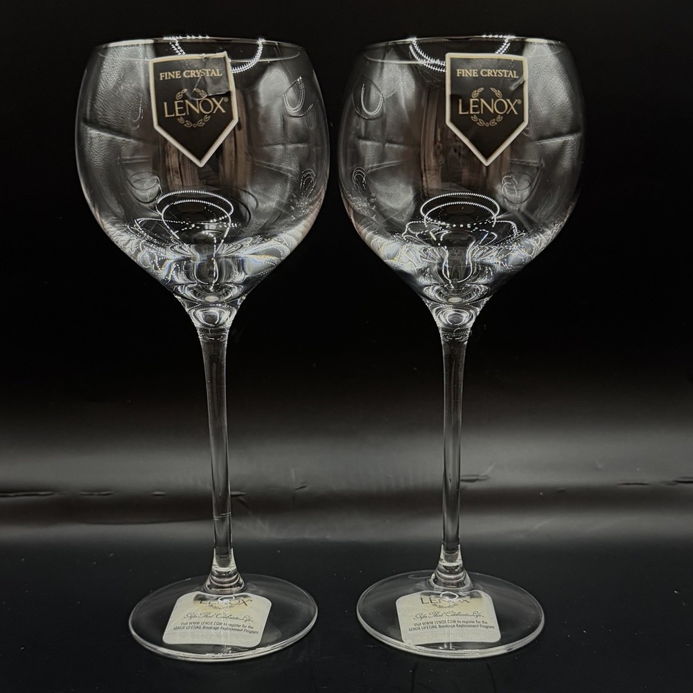 VTG Lenox Solitaire Platinum Rim Signature Wine 8″ Goblets Set of 2 Germany