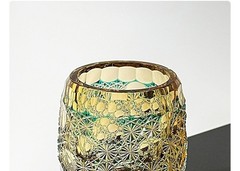 Luxury Cut Crystal Whiskey Glass Edo Style Kiriko Glass Hand Cut To Clear Green