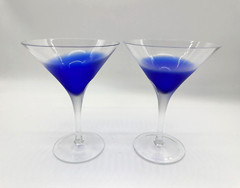 BLOCK Rainy Day Fashioned Frosted Cut to Clear Crystal Martini Glass 2pc Set