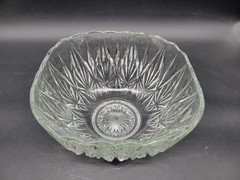 Vintage Hazel Atlas Williamsport Clear Glass Star & Fan Punch Bowl w/ 3 Cups